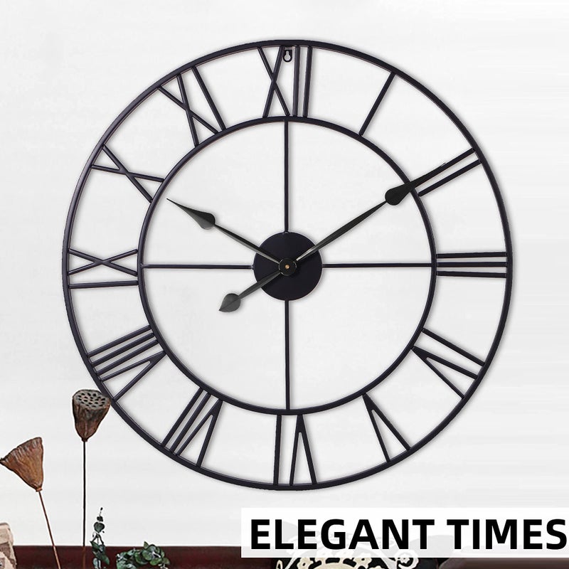 INFINITY TIME Large 30 Inch Wall Clocks for Modern Living Room Decor,Black Metal Roman Numeral Wall Clock Decorative for Dinning Room,Home Office - Image 5